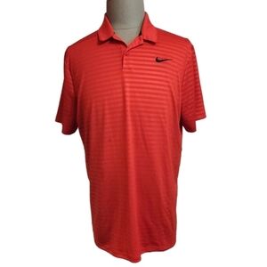 Nike Dri-FIT Striped Polo Golf Collared Mens Top Red X Large